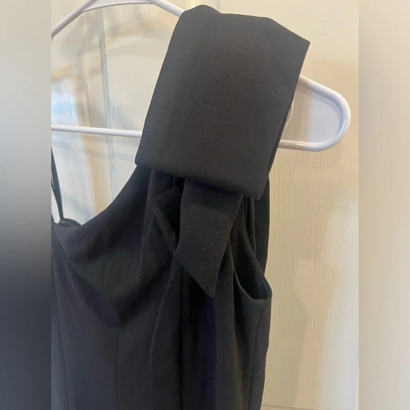 NWT Marina Asymmetric Neck One Bow Shoulder Sleeveless Stretch Crepe Dress - Picture 10 of 10